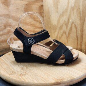 Ugg Veva Womens Black Wedge Sandals Size 7.5